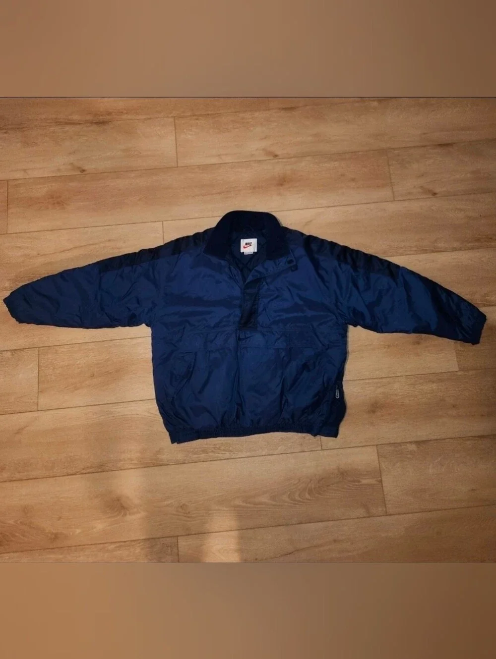 Vintage Y2K Nike Anorak Navy Blue Embroidered Big Swoosh Logo Mens Size Xtra Lar